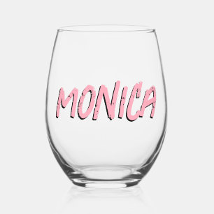 Baby Pink 3D Funny Modern Name Stemless Wine Glass
