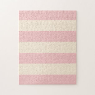 Baby Pink and Antique White Stripes Jigsaw Puzzle