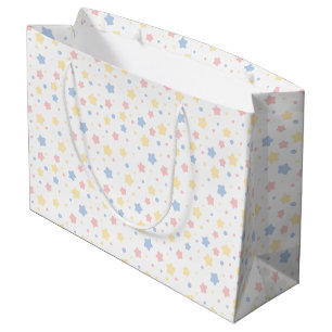 Baby Pink and Blue Stars Pattern Large Gift Bag