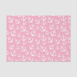 Baby Pink and White Anchors Nautical Pattern Tissue Paper