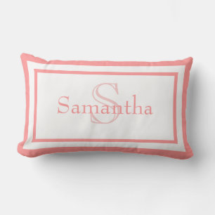 Baby Pink and White Monogram Name Keepsake Pillow