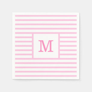 Baby Pink and White Stripes Custom Monogram Napkin