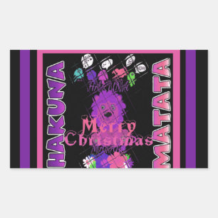 Baby pink Beautiful Merry Christmas Hakuna Matata Rectangular Sticker