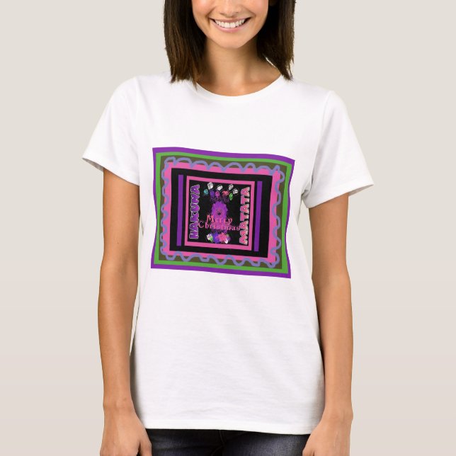 Baby pink Beautiful Merry Christmas Hakuna Matata T-Shirt (Front)