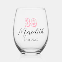 Baby Pink Birthday Number | Black Name Date