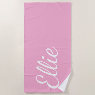 Baby Pink Bliss   Custom Name Cursive Script Beach Towel