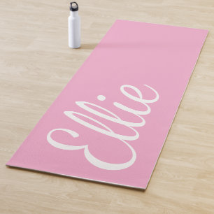 Baby Pink Bliss   Custom Name Cursive Script Yoga Mat