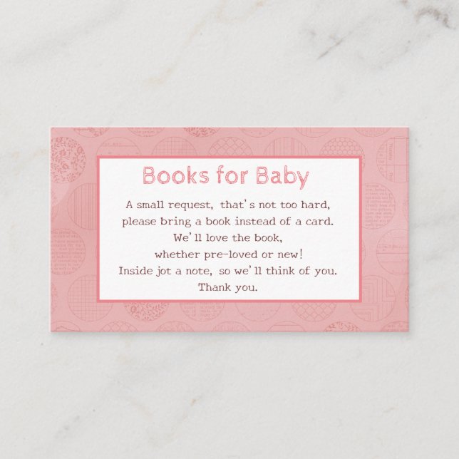 Baby Pink Books Request Enclosure Card (Front)