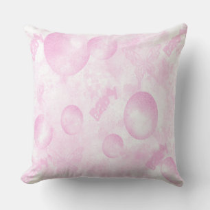 Baby Pink Butterflies and Balloons Throw Pillow
