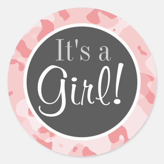 Baby Pink Camo; Camouflage Classic Round Sticker (Front)