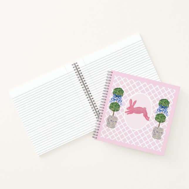 Baby Pink Chinoiserie Ginger Jar Jars Topiary  Notebook (Inside)