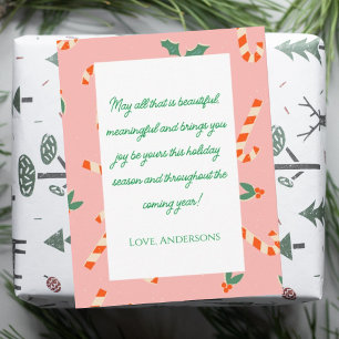 Baby pink Christmas candies family card