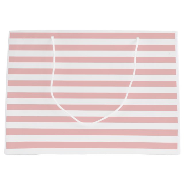 Baby Pink Colour Stripes Vacation Summer Pastel    Large Gift Bag (Front)