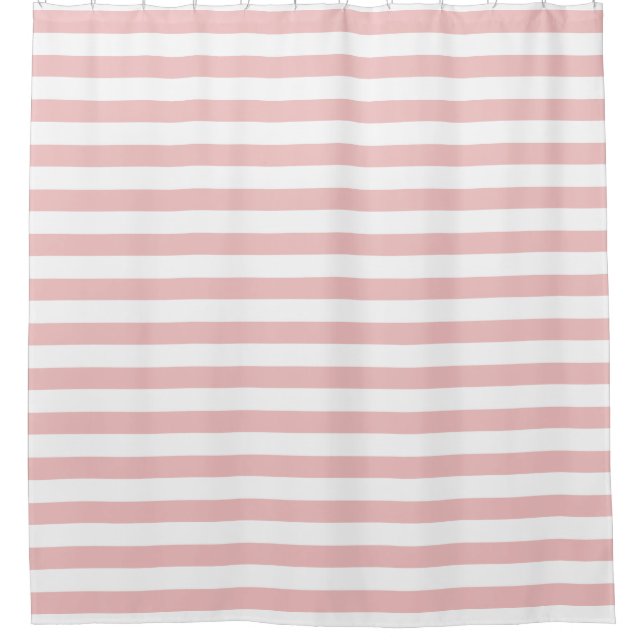 Baby Pink Colour Stripes Vacation Summer Pastel    Shower Curtain (Front)
