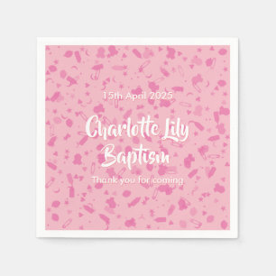Baby Pink Confetti Baptism Christening Napkin