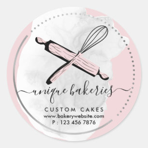 Baby Pink Cute Bakery Stylish Pastries Classic Round Sticker