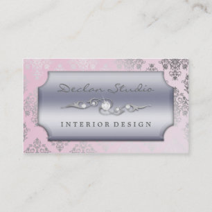 Baby Pink Dashing Damask Fashion/Interior Design Business Card