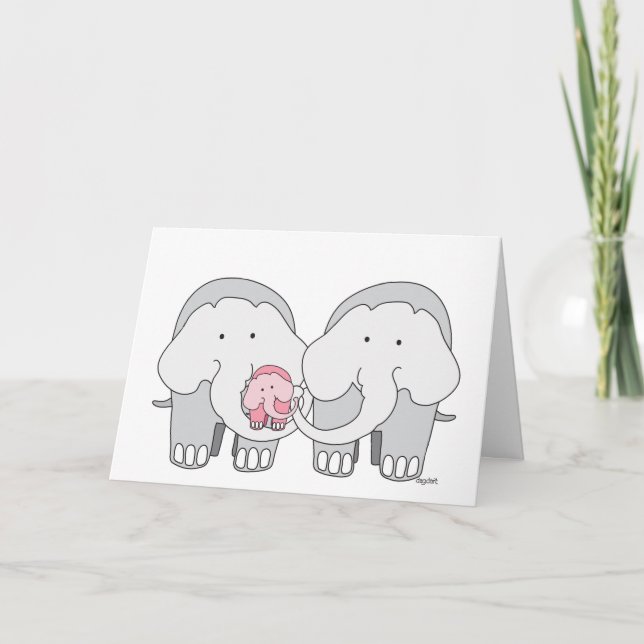 Baby Pink Elephant Card (Front)