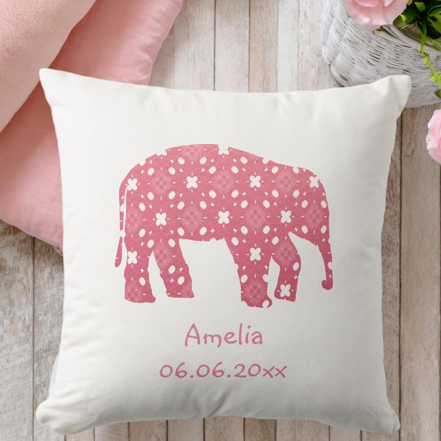 Baby Pink Elephant Personalised Cushion (Creator Uploaded)
