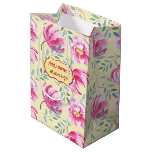Baby Pink English Roses Medium Gift Bag