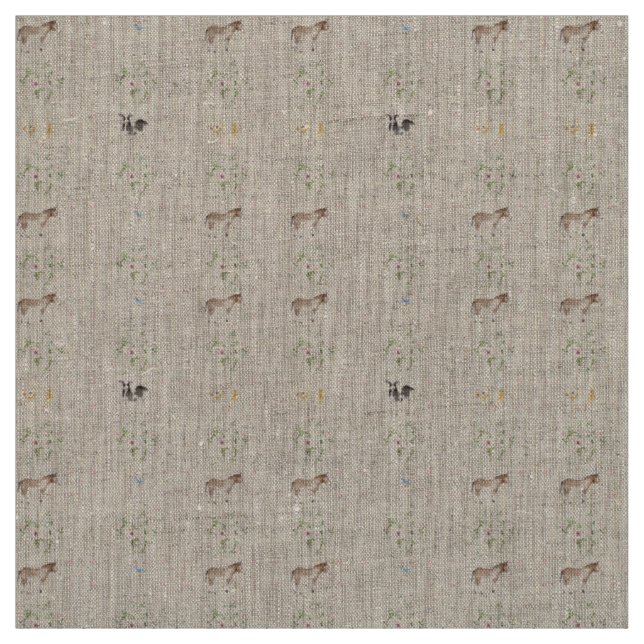 Baby Pink Floral Animals Quilt Nursery Pattern Fabric (Swatch)