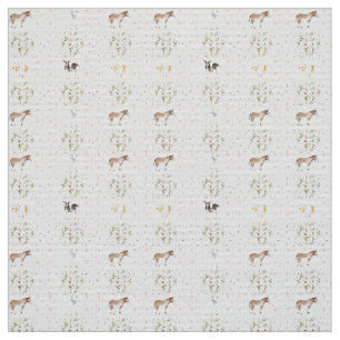 Baby Pink Floral Animals Quilt Nursery Pattern Fabric