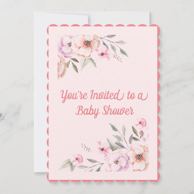 Baby Pink Floral Baby Shower Invitation (Front)