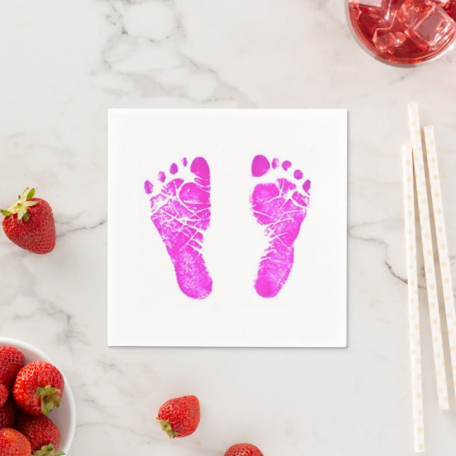 Baby Pink Footprints Napkin (Insitu)