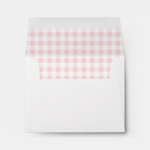 Baby Pink Gingham Check Personal Stationery Envelope