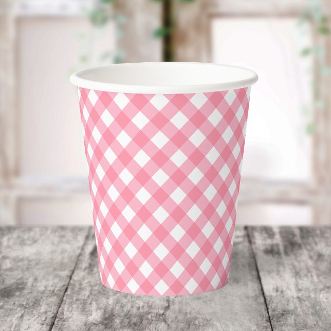 Baby Pink Gingham Paper Cups (Creator Uploaded)