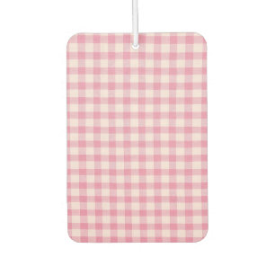 Baby Pink Gingham Pattern Car Air Freshener