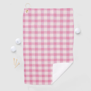 Baby Pink Gingham Pattern Golf Towel