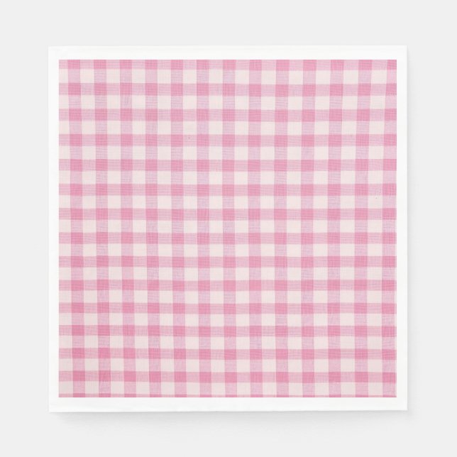Baby Pink Gingham Pattern Napkin (Front)