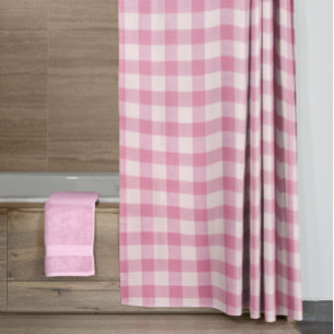 Baby Pink Gingham Pattern Shower Curtain