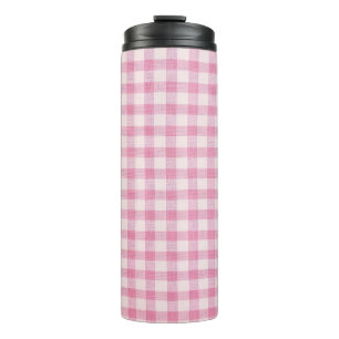 Baby Pink Gingham Pattern Thermal Tumbler