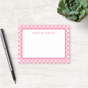 Baby Pink Gingham with Border Post-it Notes