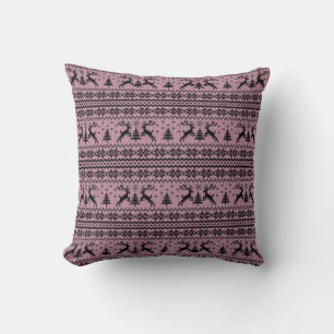 Baby Pink Girl Reindeer Sweater Looking Christmas  Cushion