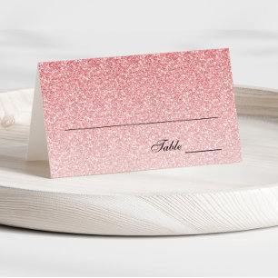 Baby Pink Glam Glitter Place Card