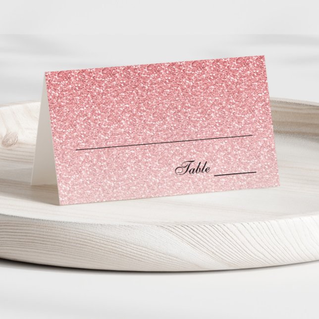 Baby Pink Glam Glitter Place Card (Creator Uploaded)