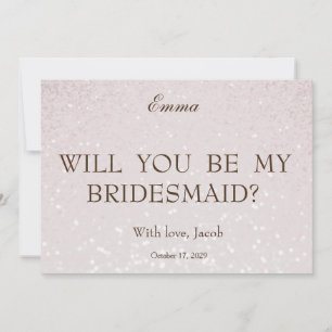 Baby Pink Glitter Will You Be My Bridesmaid Invitation