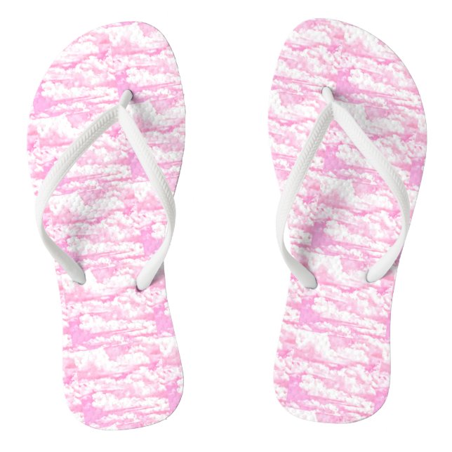 Baby Pink Happy Clouds Backgrouund Jandals (Footbed)