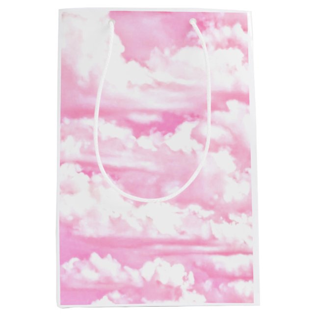 Baby Pink Happy Clouds Backgrouund Medium Gift Bag (Front)