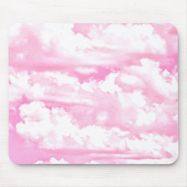 Baby Pink Happy Clouds Decor Mouse Pad (Front)