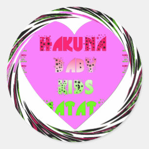 Baby Pink  Hearts Hakuna Matata Baby Kids Design.p Classic Round Sticker