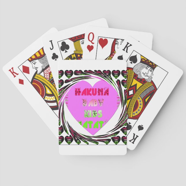 Baby Pink  Hearts Hakuna Matata Baby Kids Design.p Playing Cards (Back)