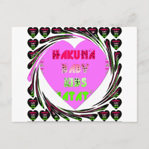 Baby Pink Hearts Hakuna Matata Baby Kids Design.p Postcard