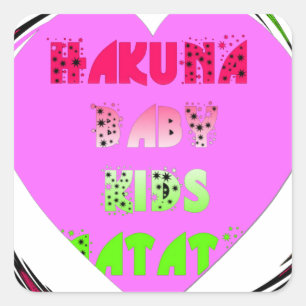 Baby Pink  Hearts Hakuna Matata Baby Kids Design.p Square Sticker