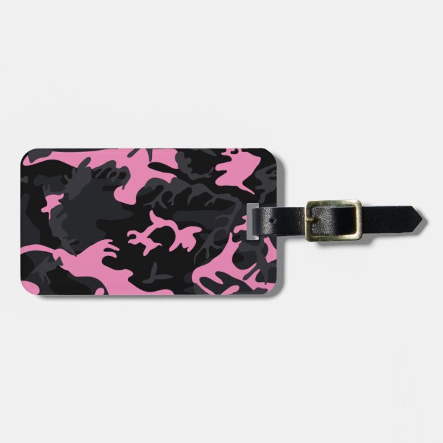 Baby Pink Highlights Camo Luggage Tag (Front Horizontal)