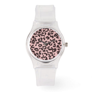 Baby Pink Leopard Animal Print Watch