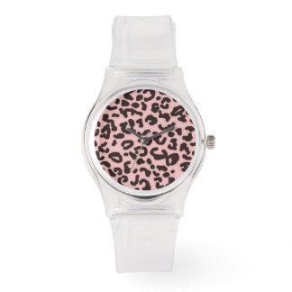Baby Pink Leopard Animal Print Watch